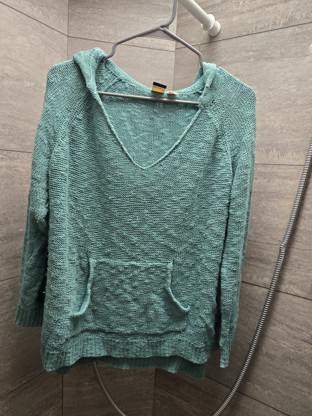 Roxy Teal Knit Hooded Swim Coverup